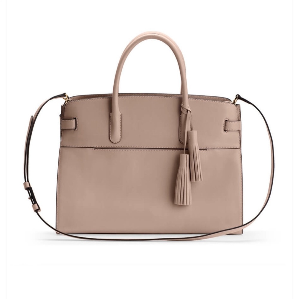 Cuyana Work Satchel in Quartz (tassel included)